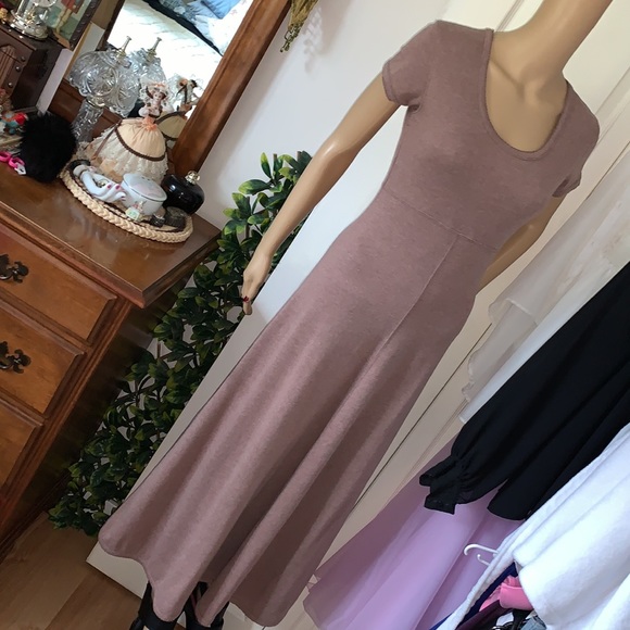 Vtg 80's 90's Jeffrey Rogers cap slv fit flare scoop neck maxi t-shirt dress M - Picture 1 of 16